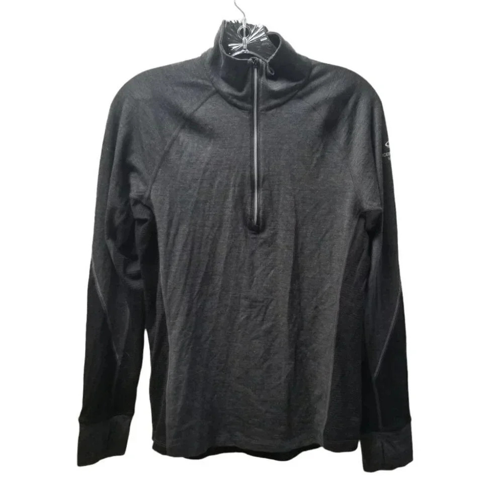 Icebreaker Wool 1/2 Zip Pullover Black Grey L